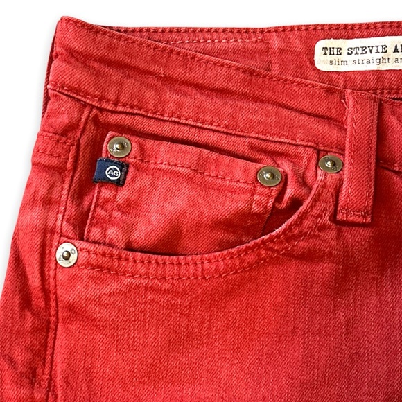 Adriano Goldschmied AG Stevie Slim Straight Ankle Jeans Red Orange Women Size 27 - Picture 5 of 12